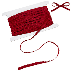 Темно-Красный 20ярдов полиэстеровой кружевной ленты с оборками, для украшения одежды, темно-красный, 3/8 дюйм (10 мм)