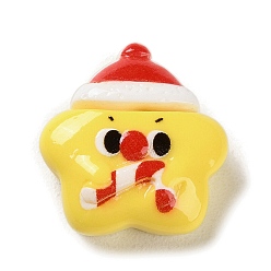 Звезда Рождественская тема, непрозрачная смола, декодированные кабошоны, для изготовления ювелирных изделий, звезда, 20x18.5x8 мм