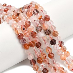 Красный Кварц Нити бусин из натурального красного гематоидного кварца/железистого кварца класса А, граненый (128 граней), круглые, 6 мм, отверстие : 0.8 мм, около 68 шт / нитка, 15.16 дюйм (38.5 см)