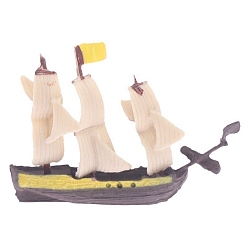 Желтый Мини пластиковая модель парусника, аксессуары для домашнего кукольного домика с микро-ландшафтом, притворяясь опорными украшениями, желтые, 50x10x38 мм