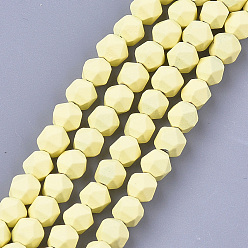 Шампанско-Желтый Окрашенного распылением немагнитных синтетических нитей гематита бусы, звезды вырезать круглые бусы, граненые, шампанское желтый, 6x6x6 мм, отверстие : 0.8 мм, около 64~67 шт / нитка, 14.9 дюйм ~ 15.7 дюйм