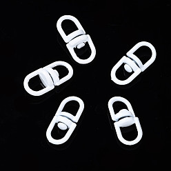 White Spray Painted Eco-Friendly Alloy Double Eye Swivel Clasps, Swivel Snap Hook, Key Clasp Connectors, Cadmium Free & Nickel Free & Lead Free, White, 19x9x6mm, Hole: 5X5.5mm
