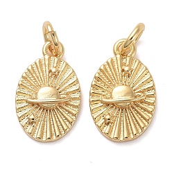 Золотой Латунь прелести, с прыжковых колец, овал, планета и звезда, золотые, 13x8x2 мм, отверстие : 3 мм