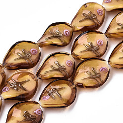 Оранжевый Бусины ручной работы бусины золотого песка, твист, оранжевые, 20~21x15~16x8~10 мм, отверстие : 1~1.4 мм