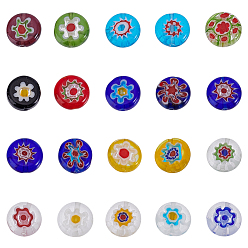 (52) Непрозрачная лаванда 100 шт. плоские круглые стеклянные бусины миллефиори ручной работы, разноцветные, 10x4 мм, отверстие : 1 мм