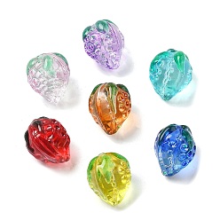 (52) Непрозрачная лаванда Прозрачные стеклянные эмалевые бусины клубника, разноцветные, 13.5x11~12 мм, отверстие : 1.2 мм