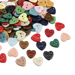 (52) Непрозрачная лаванда Кнопки фарфора 2-отверстие, сердце, разноцветные, 12x12x2.5 мм, отверстие : 1.6 мм