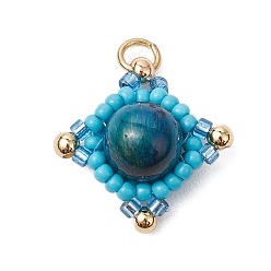 Небесно-голубой Подвески в виде звезд из натурального тигрового глаза (окрашенного и нагретого) и стеклянных бусин ручной работы, с целью перехода в кольце, золотые, голубой, 19x19x8.5 мм, отверстие : 3 мм