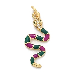 (52) Непрозрачная лаванда Латунные микро проложить кубического циркония подвески, с эмалью, змеиные чары, с целью перехода в кольце, разноцветные, 25x11x3 мм