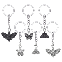 Античный Серебристый & Платиновый 24шт. 6 стили готический сплав брелок, с железными кольцами, разнообразные, старинное серебро и платина, 90~104 мм