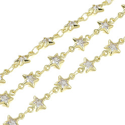 Золотой Покрытие стойки латунные цепи микропаве кубический цирконий, долговечный, без кадмия и без свинца, пайки, с катушкой, золотые, 10x6x2.3 мм