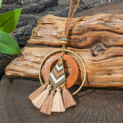 Kite Богемный сплав и дерево подвеска кисточка искусственная кожа шнур длинные ожерелья для женщин, античная бронза, Перу, воздушный змей, 15.75 дюйм (40 см)