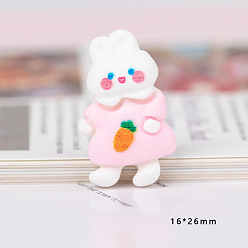 Кролик Непрозрачные кабошоны из смолы, белые, Картина кролика, 26x16 мм