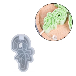 White DIY Christmas Candy Cane Silicone Molds, for Ice Cream, Resin Craft Making, White, 69x44x23mm, Hole: 10mm