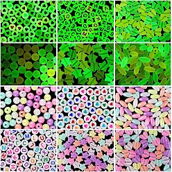 Mixed Color Luminous Acrylic Beads, Glow in the Dark, Mixed Shapes, Mixed Color, 9.5mm, Hole: 2.5mm, 600pcs/box