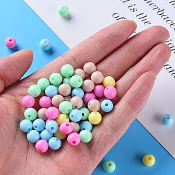 Mixed Color Opaque Acrylic Beads, Round, Mixed Color, 8x7mm, Hole: 2mm, about 1745pcs/500g