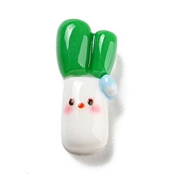 Белый Непрозрачная смола декодирует кабошоны, мини-мультяшные растения, лук-порей, белые, 17x8x5 мм