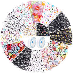Mixed Color DIY Stretch Bracelet Making Kits, with Acrylic Beads and Clear Elastic Crystal Thread, Mixed Color, Beads: 6~7x3~4mm, Hole: 1~2mm, 1400pcs