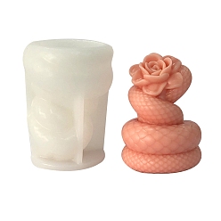 Белый Формы для свечей из пищевого силикона, для изготовления свечей, змея с цветком, белые, 84x114 мм