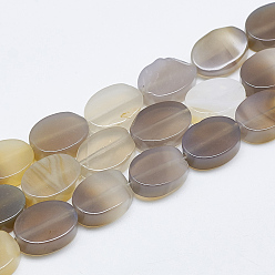 Серый агат Серые натуральные бусины из агата , овальные, 14~15x10~11x5 мм, отверстие : 1 мм, около 28 шт / нитка, 15.3 дюйм ~ 16.1 дюйм