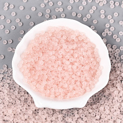 Персиковый Слойка Прозрачные матовые цветные стеклянные бусины, пончик, розовые, 4.1x2.2~2.8 мм, отверстие : 1~1.2 мм, Около 9000 шт / фунт