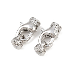 Платина Концы шнура из латуни с микропаве из прозрачного кубического циркония, с карабин-лобстерами , платина, 16.5 мм