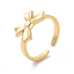 Настоящее золото 18K 304 открытые манжеты из нержавеющей стали для женщин, бантом, реальный 18 k позолоченный, регулируемый, бант : 10x15 мм