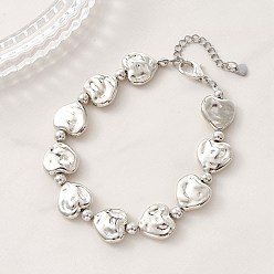 Серебро Браслеты из пластиковых бусин Heart CCB, с 304 цепями из нержавеющей стали, золотые, серебряные, 8-1/8 дюйм (20.7 см)