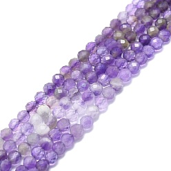 Amethyst Natural Amethyst Beads Strands, Faceted, Round, 4mm, Hole: 0.8mm, about 108pcs/strand, 15.16''~15.55''(38.5~39.5cm)