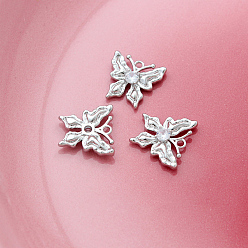 Бабочка Подвески латунные горный хрусталь, платина, бабочки прелести, 14x15 мм