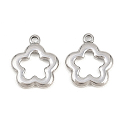 Нержавеющая Сталь Цвет Полые 304 из нержавеющей стали кулоны, цветочный шарм, цвет нержавеющей стали, 24.5x20.5x3 мм, отверстие : 2.5 мм