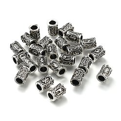 Античное Серебро Сплавочные овальные бусины тибетского стиля , винтажные бороды из бисера викингов, столбец с руной / futhark / futhorc, античное серебро, 13~13.5x10 мм, отверстия : 6 mm , 24 шт / комплект