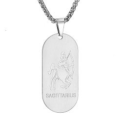 Стрелец Овальная цепочка из нержавеющей стали с подвеской в виде созвездия для мужчин и женщин, Стрелец, 19.69 дюйм (50 см)