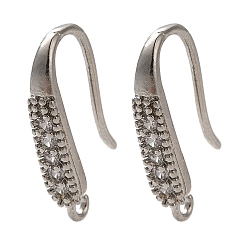 Платина Стойка покрытие латунь микропаве прозрачный кубический цирконий крючки для сережек, провод уха, долговечный, без свинца и без кадмия, платина, 17x8.5x3 мм, отверстие : 1 мм, штифты : 1 мм