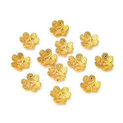 Серебро  Крышки для бусин тибетского стиля, без кадмия, без никеля и без свинца, цветок, серебряные, 13x3.5 мм, отверстие : 2 мм