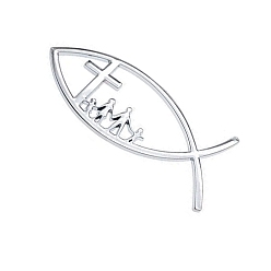 Платина Самоклеящиеся наклейки на автомобиль из цинкового сплава, рыба-иезуит, платина, 40x100 мм