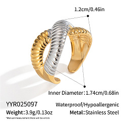 Позолоченный и Цвет Нержавейки 304 Кольца-манжеты из нержавеющей стали для женщин, настоящее золото и нержавеющая сталь, 12 мм, внутренний диаметр: 17.4 мм