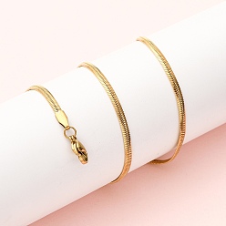 Золотой 2.5мм 304 плоские ожерелья-змейки из нержавеющей стали, ионное покрытие (ip), золотые, 17.60 дюйм (44.7 см)