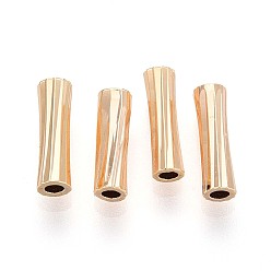 Настоящее золото 18K Spacer бисер латунные, без кадмия, без никеля и без свинца, трубка, реальный 18 k позолоченный, 10x2.5 мм, отверстие : 1.4 мм