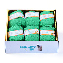 Средний Морско-зеленый Детская Пряжа, с хлопком, шелк и кашемир, средний морской зеленый, 1 мм, о 50 г / рулон, 6 рулонов / коробке