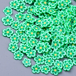 Средний Морско-зеленый Ручной полимерной глины кабошонов, модные аксессуары для украшения ногтей, цветок, средний морской зеленый, 4~7x4 ~ х 0.5~2 мм, Около 35000~40000 шт / 500 г