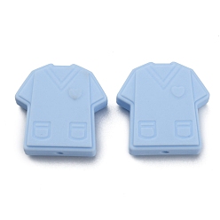 Light Sky Blue Food Grade Eco-Friendly Silicone Beads, Male Nurse Clothes, Light Sky Blue, 26x26.5x8mm, Hole: 2.5mm