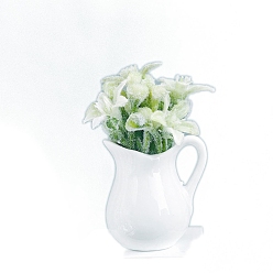 Белый Бутылка из смолы для молока флокированный цветок десерт модель, украшение куклы, аксессуары для ролевых игр, белые, 30x21x50 мм