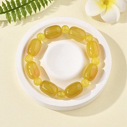 Желтый Агат Браслеты из натуральных бусинок желтого агата, окрашенная и подогревом, баррель, внутренний диаметр: 2-1/4 дюйм (5.8 см)