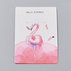 Flamingo Shape Картонных карт дисплей ювелирных изделий, для подвешивания сережек и ожерелий, прямоугольные, фламинго, Фламинго, 9x6x0.05 см, отверстие: 0.2 см, 100 шт / мешок