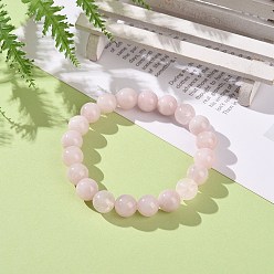 Розовый Кварц Натуральный розовый кварц бисер стрейч браслеты, круглые, окрашенные, внутренний диаметр: 2 дюйм ~ 2-1/8 дюйм (5.2~5.5 см), бусина : 10 mm