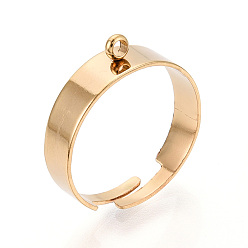 Настоящее золото 18K 304 регулируемые кольцевые компоненты из нержавеющей стали, кольцо петли, ионное покрытие (ip), реальный 18 k позолоченный, 5.5 мм, отверстие : 1.8 мм, размер США 7 1/4 (17.5 мм)