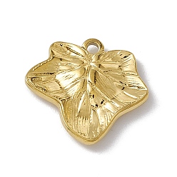 Golden PVD Vacuum Plating 304 Stainless Steel Pendants, Leaf Charms, Golden, 14.5x16x2mm, Hole: 1.4mm