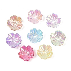 (52) Непрозрачная лаванда Акриловый шарик крышки, радужный, 5-лепестков цветка, разноцветные, 11x4 мм, отверстие : 1.5 мм