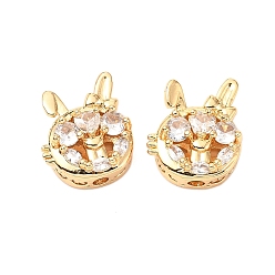 Настоящее золото 18K Латунные микро проложить кубического циркония бусы, без кадмия, без никеля и без свинца, кролик, реальный 18 k позолоченный, 12.5x11x5.5 мм, отверстие : 1.6 мм